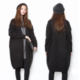韩国sz新款2015秋冬季女装宽松针织开衫中长款加厚羊毛毛衣外套女