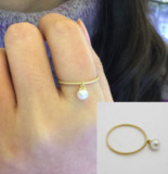 韩国正品代购14K黄金戒指 珍珠戒指 麻花戒指 女戒 小珍珠坠戒指