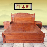 甘木匠 中式红木家具非洲花梨木床1.8米1.5实木双人床黄花梨床