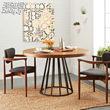 美式铁艺实木做旧圆形饭餐桌子  小户型多功能1.2米6/8人桌椅组合