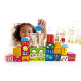 德国Hape奇幻城堡积木玩具1-3岁男女孩 宝宝益智儿童木制大颗粒