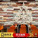 3D立体泰式佛像少女风情麋鹿大象大型壁画酒店餐厅泰国菜墙纸壁纸