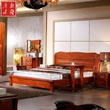 特价桃花芯木实木床 现代中式实木家具 1.8米全实木床双人床婚床