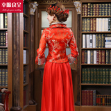 新娘敬酒服红色旗袍中式结婚礼服改良长款嫁衣2016新款春夏装大码