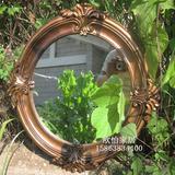 地中海风格欧式圆形浴室镜子美式乡村壁挂化妆镜子卫生间卫浴镜子