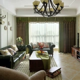绒布绿加咖 欧式美式乡村纯色绒布窗帘 卧室客厅定做窗帘窗幔