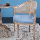 美式乡村藤椅子外贸家具公主椅欧式法式仿古做旧转角酒店贝壳餐椅