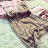 现货 2016新款维多利亚的秘密正品代购性感蕾丝缎面吊带睡裙睡衣