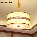 现代新中式圆形吊灯 简约古铜色中式客厅灯复古书房卧室餐厅灯具