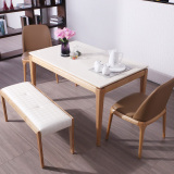 北欧水曲柳实木大理石原木色餐桌现代简约厅组合1.3米1.4餐桌椅餐