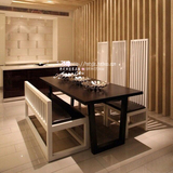 黑色橡木纹实木餐桌 奢华高端餐厅家具餐桌餐椅特价定制