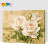 【佳彩天颜】 diy数字油画 客厅风景花卉大幅手绘装饰画  白玫瑰