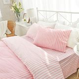 北欧韩式粉色圈点全棉四件套床笠纯棉小清新简约床单被套床上用品