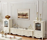 法式酒柜电视柜组合三件套装象牙白实木玫瑰雕花欧式特价包邮清仓