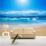3d海景大型壁画 客厅沙发电视背景墙纸蓝天白云大海阳光沙滩壁纸