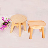 包邮创意简易简约时尚卡通熊家用松木原木实木儿童换鞋凳圆凳矮凳