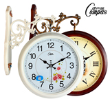 康巴丝欧式创意挂钟客厅双面大时钟静音石英钟钟表挂表个性壁挂钟