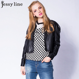 杰西莱jessy line2016春秋新款 杰茜莱正品欧美风短款皮衣外套 女