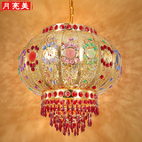中式过年福字结婚七彩水晶灯笼可旋转金色大门阳台喜庆LED吊灯笼