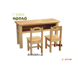 厂家直销幼儿园桌椅儿童原木两人桌双层两人桌学习桌子长方桌批发