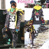 NAPPING韩国滑雪服套装男女款 黑色滑雪衣外套棉衣滑雪裤加厚包邮