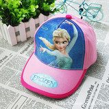 新款冰雪奇缘帽子棒球帽夏季FROZEN公主迪士尼外贸卡通鸭舌帽