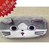韩国笔袋大容量可爱创意 起司猫铅笔袋卡通动物毛绒学生文具盒