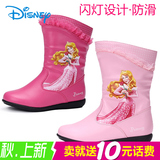 迪士尼公主靴 儿童鞋女童鞋冬靴短靴子童靴发光鞋时装靴加绒保暖