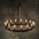 北欧复古客厅吊灯 创意别墅后现代个性麻绳铁艺美式餐厅吊灯具