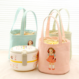 日本保温加厚洋娃娃便当包 学生手提午餐饭盒袋 带饭袋子