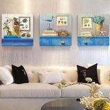 地中海客厅装饰画 美式欧式挂画 走廊卧室壁画 沙发背景墙画四联