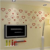 新款木质爱心形3d立体墙贴 创意墙贴可移除电视背景墙贴婚房装饰