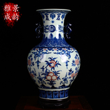 景德镇陶瓷器 宜家仿古中式现代 青花瓷手绘花瓶摆件客厅插花瓷瓶