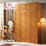 免费安装全实木衣柜橡木质大衣柜3 4 5 6门卧室储物柜大衣橱家具