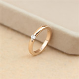 新款韩版光圈单钻戒指女 钛钢玫瑰金18K彩金指环食指对戒配饰礼物