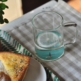 创意杯底世界透明玻璃杯子可爱清新带盖勺水杯套装情侣马克咖啡杯