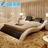 创意个性品牌软床 进口真皮床双人床1.8米 小户型皮艺床送货安装
