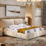 时尚小户型布艺床简约现代可拆洗双人床北欧布床1.8米榻榻米软床