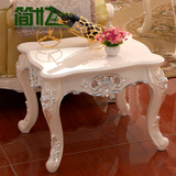 欧式茶几客厅描银四方几沙发边几时尚角几双层方桌象牙白色烤漆