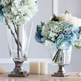 西西里欧式高脚透明玻璃花瓶 美式家居客厅装饰品花器瓶大号包邮