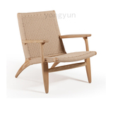 实木休闲椅子北欧宜家单人躺椅会客洽谈椅简约时尚编织木椅编藤椅
