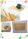 实木连壁桌可折叠挂墙办公电脑桌子创意墙上餐桌书桌松木墙面桌