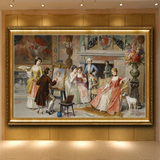 纯手绘高档油画 欧式客厅横版装饰画 壁画 无框画古典宫廷人物