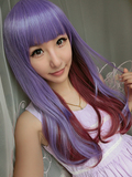 可爱假发女生COS动漫型紫色双色渐变色原宿风长发长卷发假头发套