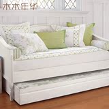 白色美式懒人沙发床多功能创意带储物拖床全实木沙发床贵妃椅定制