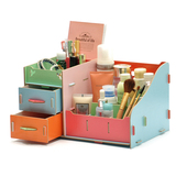 喜家家大号木质化妆品收纳盒木制梳妆盒杂物办公用品整理盒储物盒