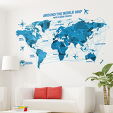 可移除墙贴 世界之旅 客厅卧室沙发背景墙电视家装饰墙贴纸地图