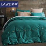 菈微家纺 加厚全棉四件套 纯色简约被套床单1.5m纯棉床上用品1.8m