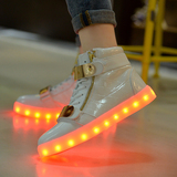 白色发光鞋女USB充电七彩灯鞋鬼步舞鞋子鞋底发光学生板鞋韩版潮