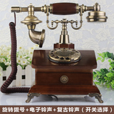 仿古电话机旋转盘 欧式复古实木电话机座机家用古董电话机座机